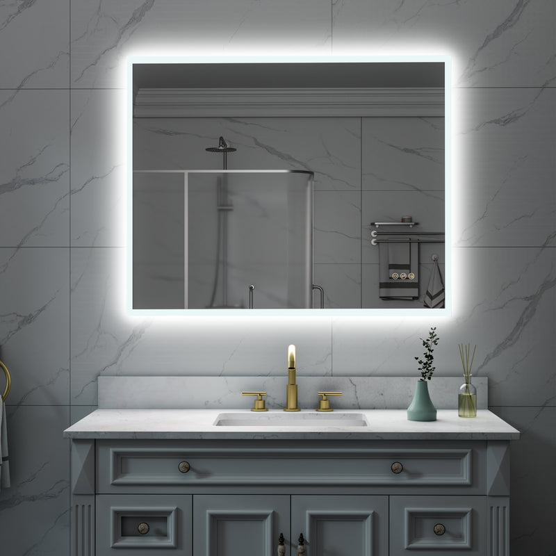40 in. W x 32 in. H Rectangular Frameless Anti-Fog LED Light Dimmable Wall Mount Premium Bathroom Vanity Mirror