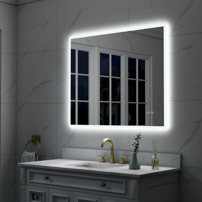 40 in. W x 32 in. H Rectangular Frameless Anti-Fog LED Light Dimmable Wall Mount Premium Bathroom Vanity Mirror