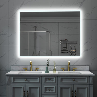 48 in. W x 36 in. H Rectangular Frameless Anti-Fog LED Light Dimmable Wall Mount Premium Bathroom Vanity Mirror