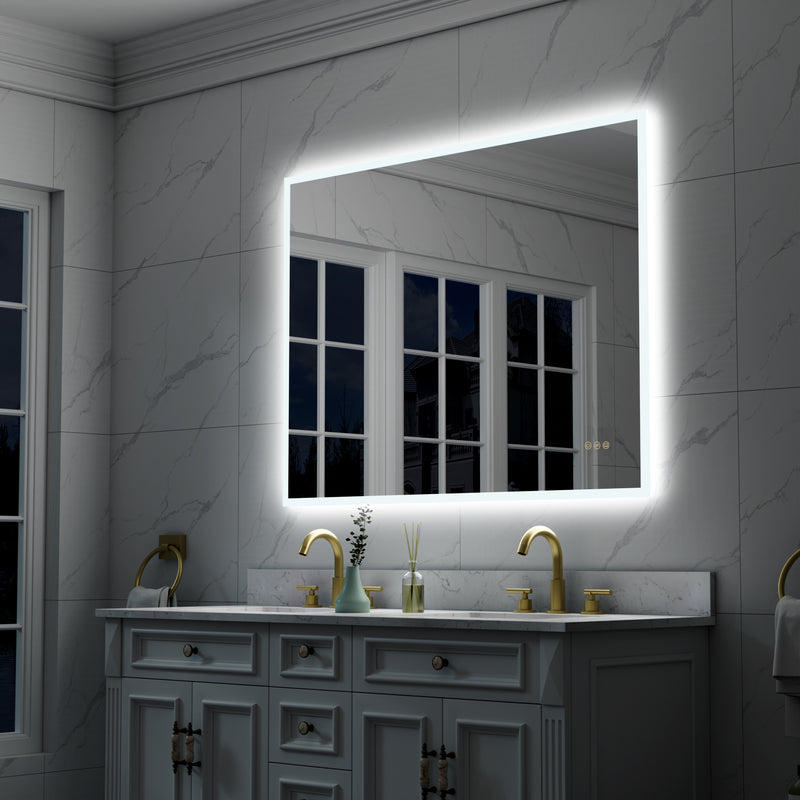 48 in. W x 36 in. H Rectangular Frameless Anti-Fog LED Light Dimmable Wall Mount Premium Bathroom Vanity Mirror