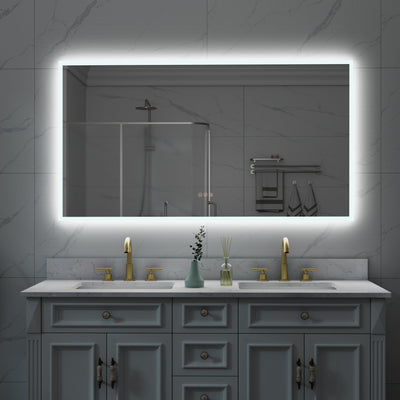 55 in. W x 30 in. H Rectangular Frameless Anti-Fog LED Light Dimmable Wall Mount Premium Bathroom Vanity Mirror