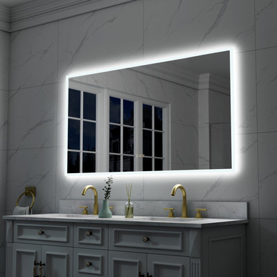 55 in. W x 30 in. H Rectangular Frameless Anti-Fog LED Light Dimmable Wall Mount Premium Bathroom Vanity Mirror