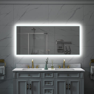 60 in. W x 28 in. H Rectangular Frameless Anti-Fog LED Light Dimmable Wall Mount Premium Bathroom Vanity Mirror