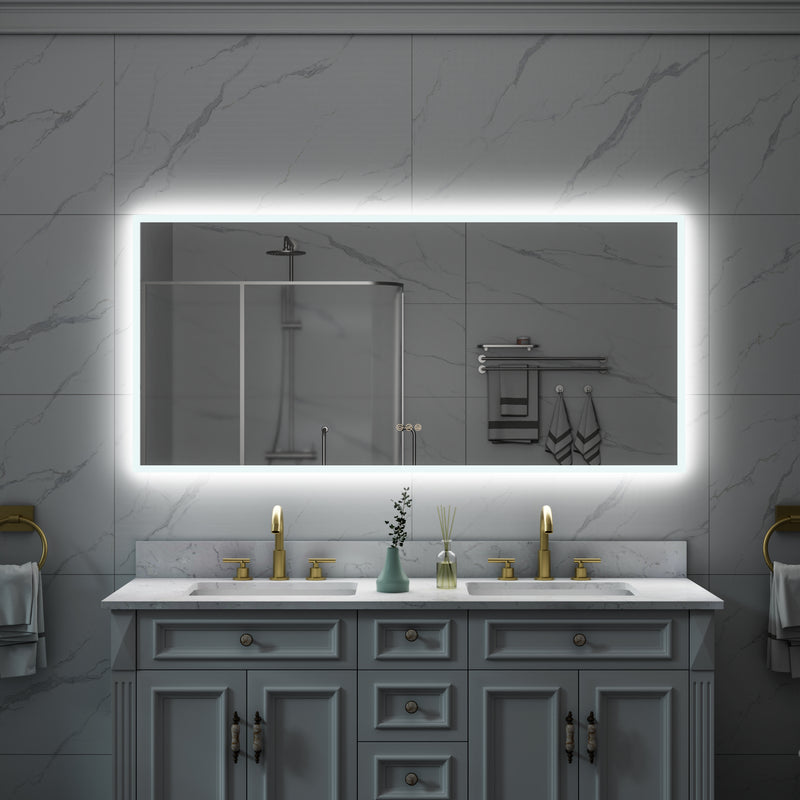 60 in. W x 28 in. H Rectangular Frameless Anti-Fog LED Light Dimmable Wall Mount Premium Bathroom Vanity Mirror