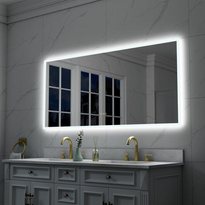60 in. W x 28 in. H Rectangular Frameless Anti-Fog LED Light Dimmable Wall Mount Premium Bathroom Vanity Mirror