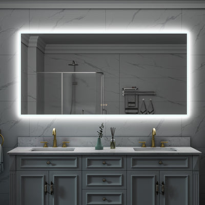 72 in. W x 36 in. H Rectangular Frameless Anti-Fog LED Light Dimmable Wall Mount Premium Bathroom Vanity Mirror