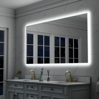 72 in. W x 36 in. H Rectangular Frameless Anti-Fog LED Light Dimmable Wall Mount Premium Bathroom Vanity Mirror