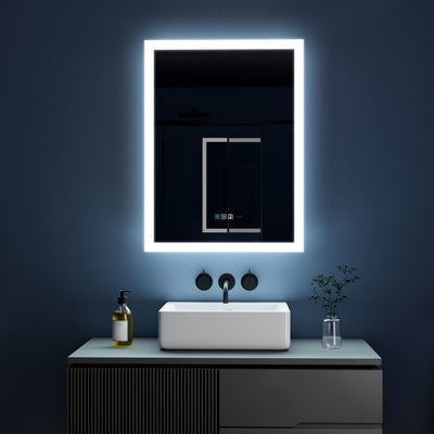 24 in. x 32 in. Lighted LED Anti-fog Surface/Recessed Mount Silver Mirrored Soft Close Right Medicine Cabinet
