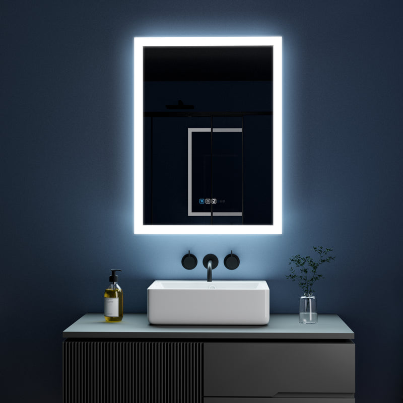 24 in. x 32 in. Lighted LED Anti-fog Surface/Recessed Mount Silver Mirrored Soft Close Left Medicine Cabinet