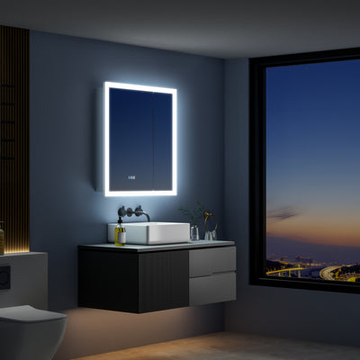 30 in. x 32 in. LED Lighted Anti-fog Mirror Medicine Cabinet Surface/Recessed Mount, Soft Close, 3X Magnifier