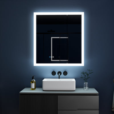 30 in. x 32 in. LED Lighted Anti-fog Mirror Medicine Cabinet Surface/Recessed Mount, Soft Close, 3X Magnifier