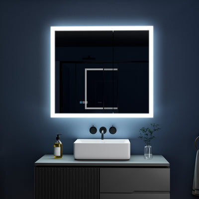 36 in. x 32 in. LED Lighted Anti-fog Mirror Medicine Cabinet Surface/Recessed Mount, Soft Close, 3X Magnifier