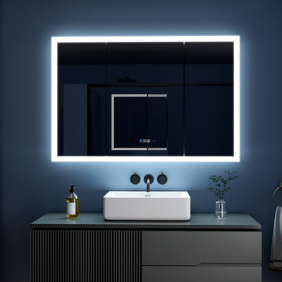 48 in. x 32 in. LED Lighted Anti-fog Mirror Medicine Cabinet Surface/Recessed Mount, Soft Close, 3X Magnifier