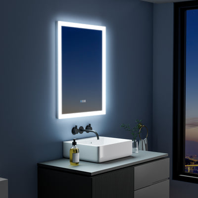 24 in. x 32 in. Lighted LED Anti-fog Surface/Recessed Mount Silver Mirrored Soft Close Right Medicine Cabinet