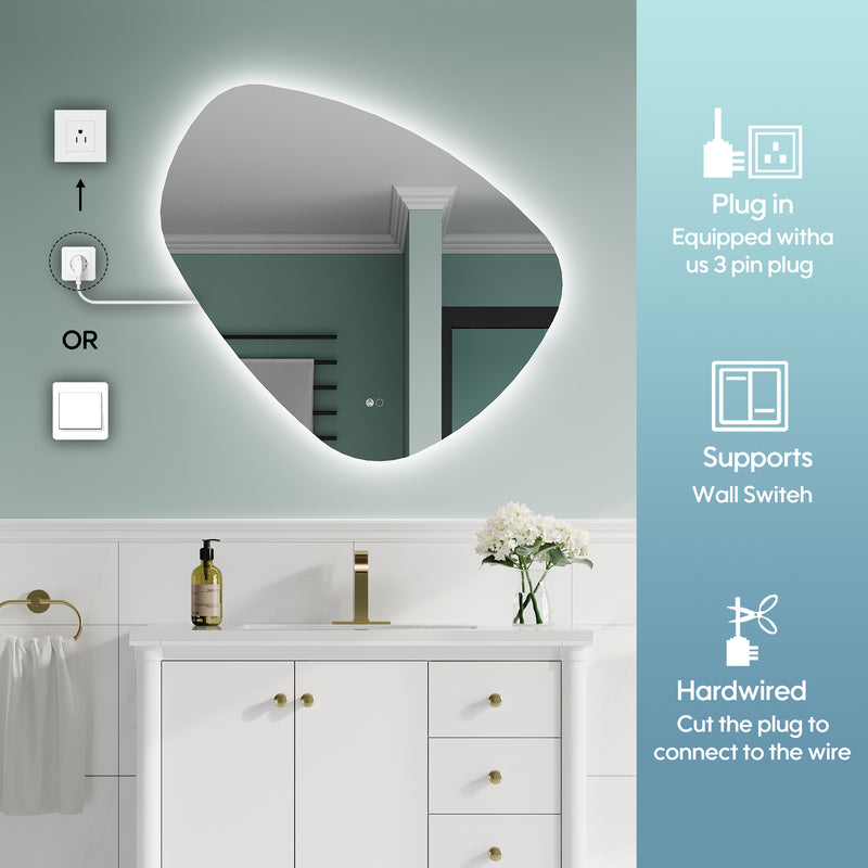 32 in. W x 30 in. H Frameless Anti-Fog LED Light Dimmable Bathroom Vanity Mirror
