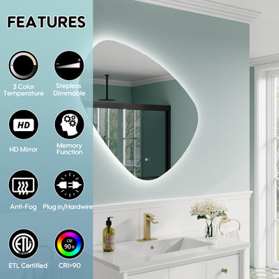 32 in. W x 30 in. H Frameless Anti-Fog LED Light Dimmable Bathroom Vanity Mirror