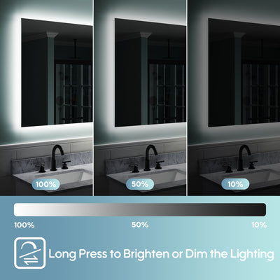 55 in. W x 32 in. H Rectangular Frameless Anti-Fog LED Light Dimmable Bathroom Vanity Mirror in Aluminum