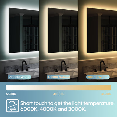 55 in. W x 32 in. H Rectangular Frameless Anti-Fog LED Light Dimmable Bathroom Vanity Mirror in Aluminum