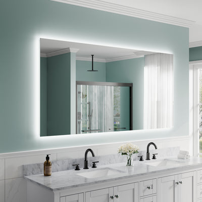 72 in. W x 36 in. H Rectangular Frameless Anti-Fog LED Light Dimmable Bathroom Vanity Mirror in Aluminum