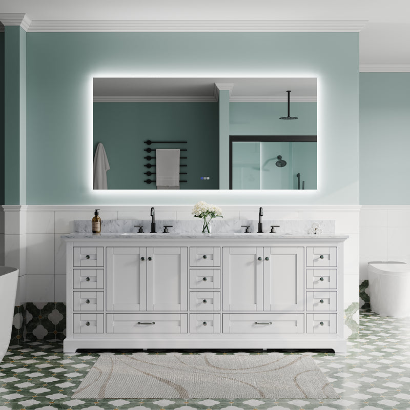 72 in. W x 36 in. H Rectangular Frameless Anti-Fog LED Light Dimmable Bathroom Vanity Mirror in Aluminum