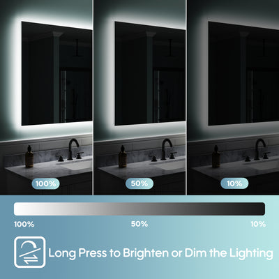 72 in. W x 36 in. H Rectangular Frameless Anti-Fog LED Light Dimmable Bathroom Vanity Mirror in Aluminum