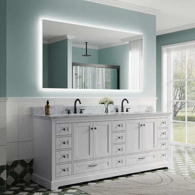 72 in. W x 36 in. H Rectangular Frameless Anti-Fog LED Light Dimmable Bathroom Vanity Mirror in Aluminum