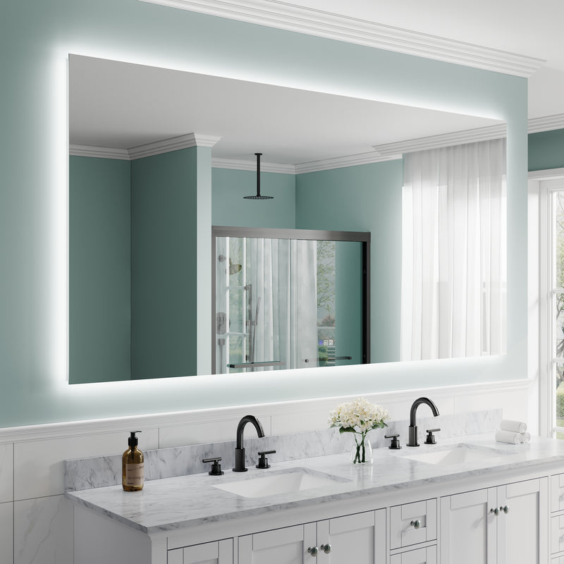 84 in. W x 42 in. H Rectangular Frameless Anti-Fog LED Light Dimmable Bathroom Vanity Mirror in Aluminum