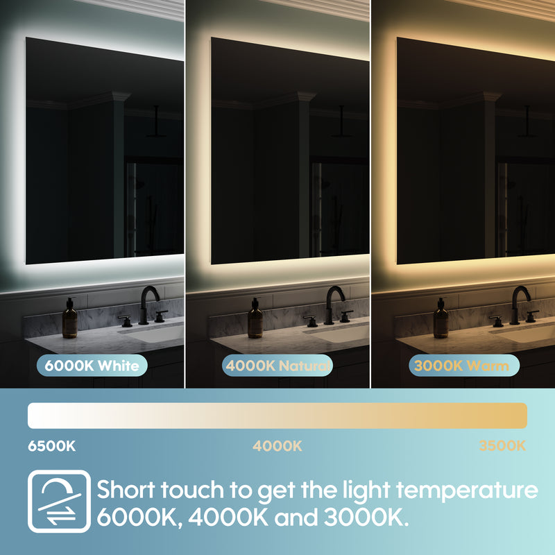 84 in. W x 42 in. H Rectangular Frameless Anti-Fog LED Light Dimmable Bathroom Vanity Mirror in Aluminum