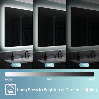 84 in. W x 42 in. H Rectangular Frameless Anti-Fog LED Light Dimmable Bathroom Vanity Mirror in Aluminum
