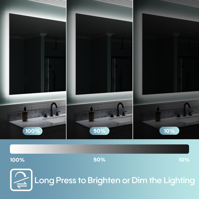 84 in. W x 42 in. H Rectangular Frameless Anti-Fog LED Light Dimmable Bathroom Vanity Mirror in Aluminum