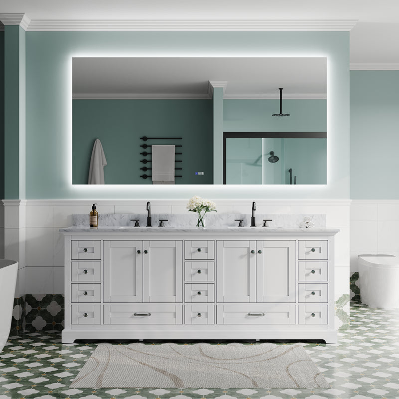 84 in. W x 42 in. H Rectangular Frameless Anti-Fog LED Light Dimmable Bathroom Vanity Mirror in Aluminum