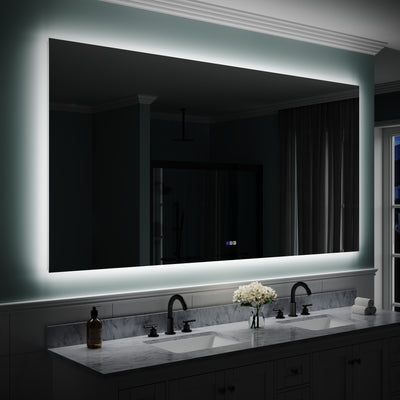 84 in. W x 42 in. H Rectangular Frameless Anti-Fog LED Light Dimmable Bathroom Vanity Mirror in Aluminum