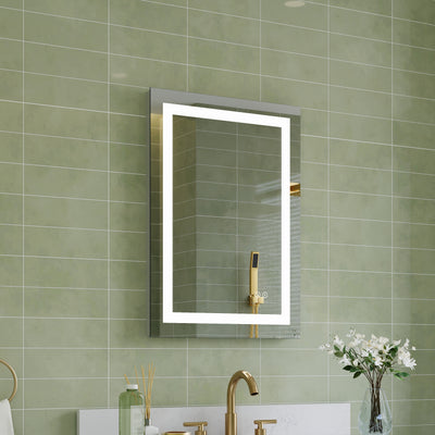 20 in. W x 28 in. H Frameless Rectangular LED Light Bathroom Mirror