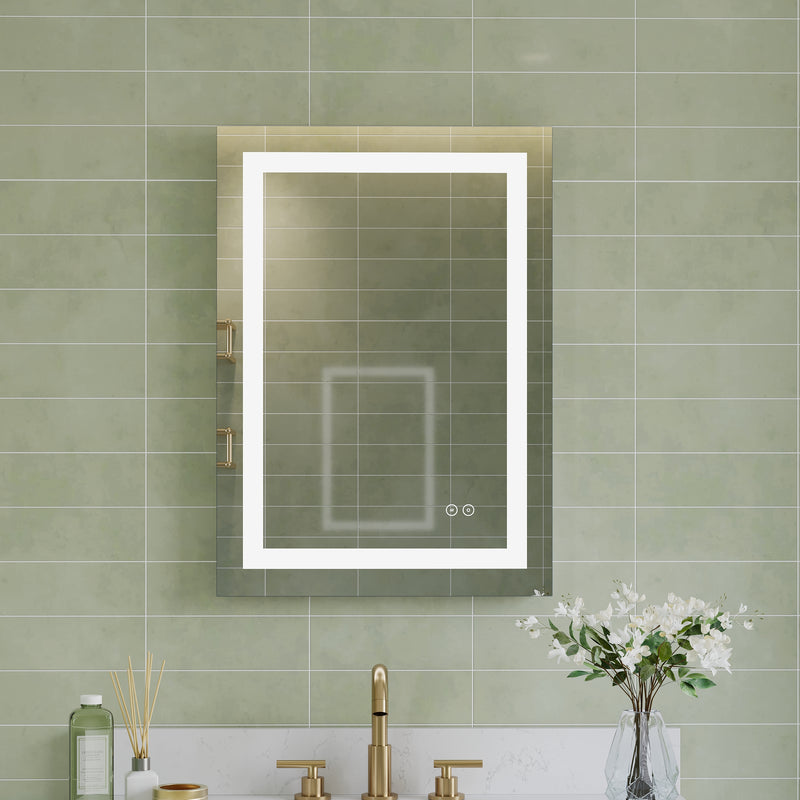 20 in. W x 28 in. H Frameless Rectangular LED Light Bathroom Mirror