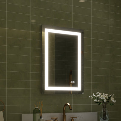 20 in. W x 28 in. H Frameless Rectangular LED Light Bathroom Mirror