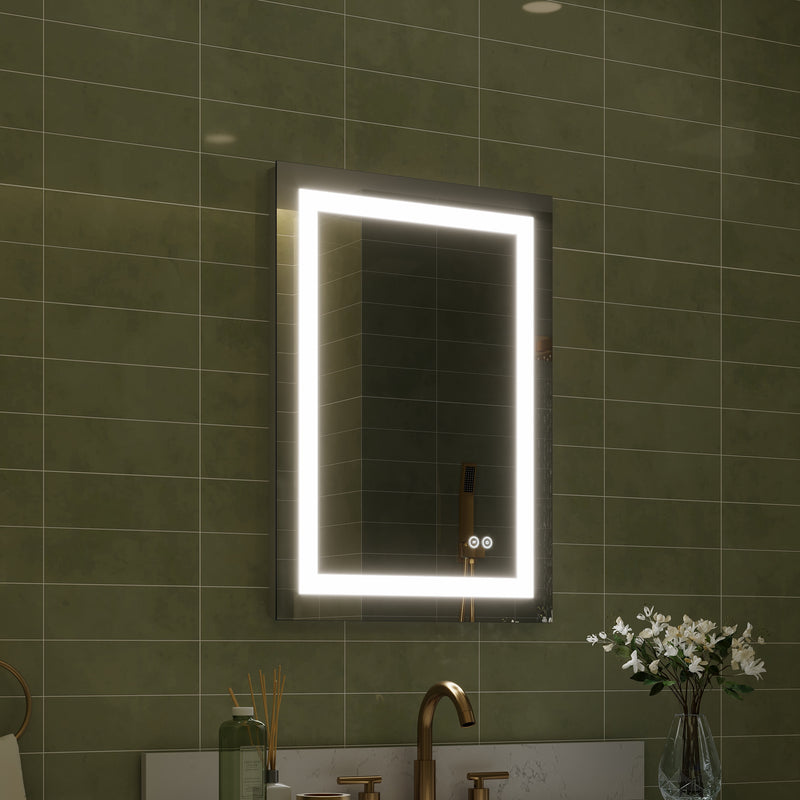 20 in. W x 28 in. H Frameless Rectangular LED Light Bathroom Mirror