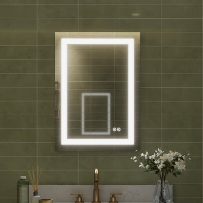 20 in. W x 28 in. H Frameless Rectangular LED Light Bathroom Mirror