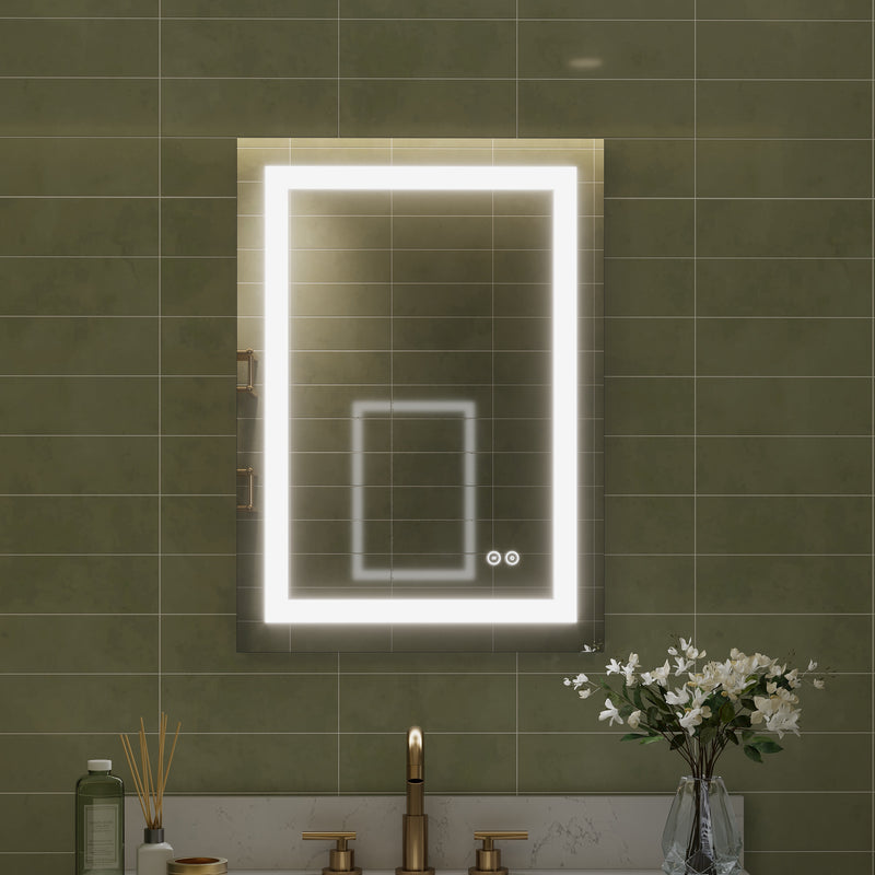 20 in. W x 28 in. H Frameless Rectangular LED Light Bathroom Mirror
