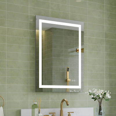 24 in. W x 32 in. H Frameless Rectangular LED Light Bathroom Mirror