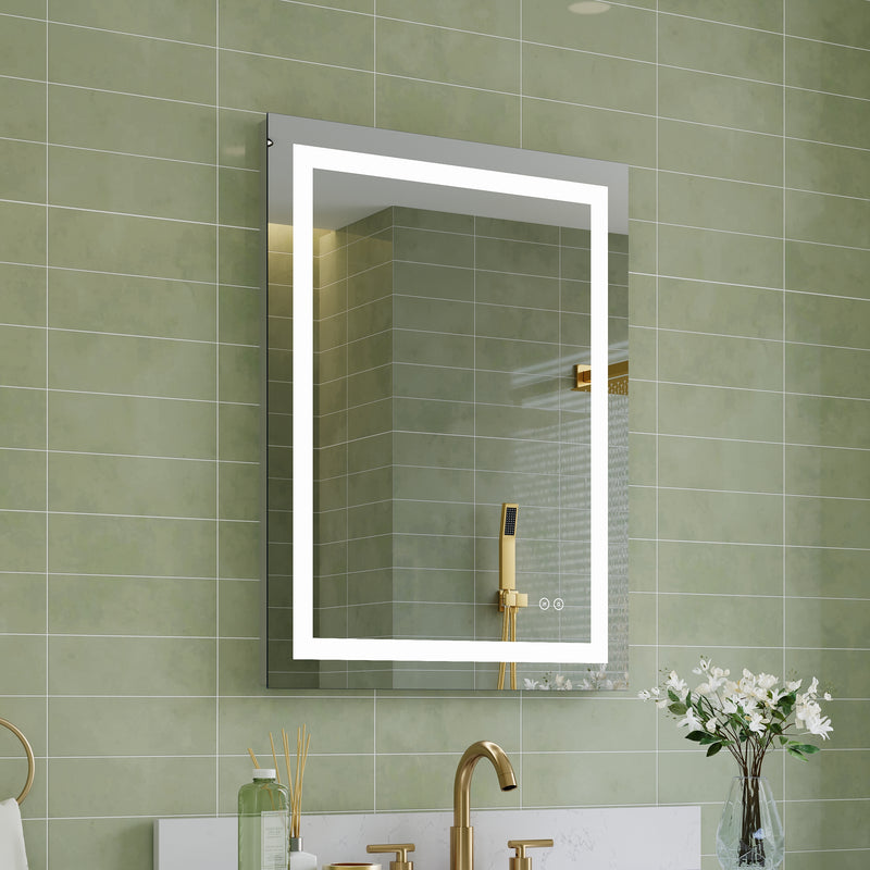 24 in. W x 32 in. H Frameless Rectangular LED Light Bathroom Mirror