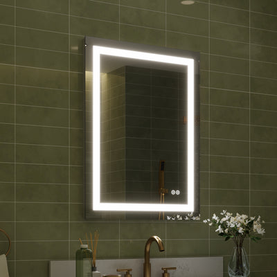 24 in. W x 32 in. H Frameless Rectangular LED Light Bathroom Mirror