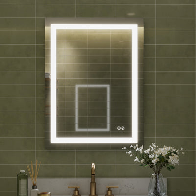 24 in. W x 32 in. H Frameless Rectangular LED Light Bathroom Mirror
