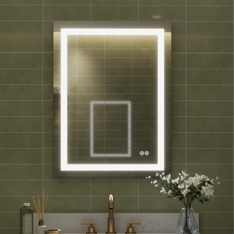 24 in. W x 32 in. H Frameless Rectangular LED Light Bathroom Mirror
