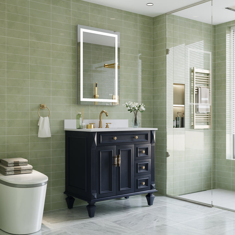 24 in. W x 36 in. H Frameless Rectangular LED Light Bathroom Mirror