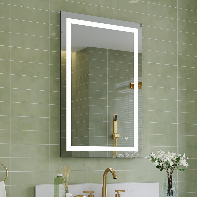 24 in. W x 36 in. H Frameless Rectangular LED Light Bathroom Mirror