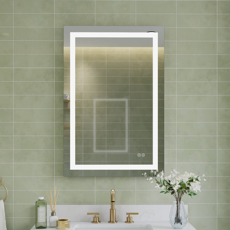 24 in. W x 36 in. H Frameless Rectangular LED Light Bathroom Mirror