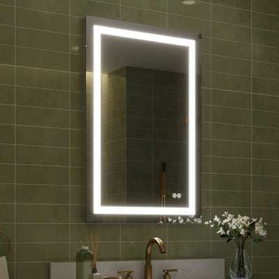 24 in. W x 36 in. H Frameless Rectangular LED Light Bathroom Mirror
