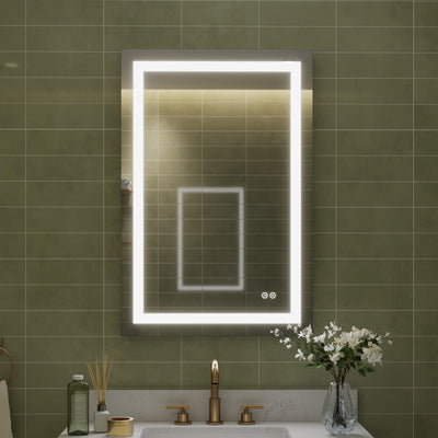 24 in. W x 36 in. H Frameless Rectangular LED Light Bathroom Mirror