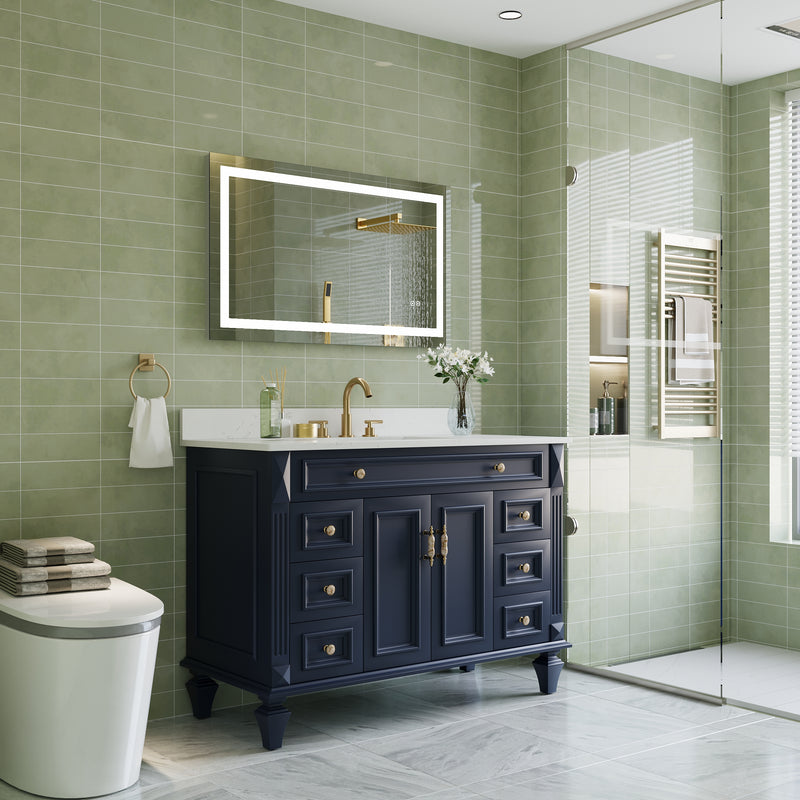 40 in. W x 24 in. H Frameless Rectangular LED Light Bathroom Mirror