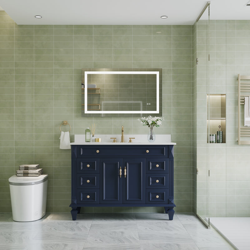 40 in. W x 24 in. H Frameless Rectangular LED Light Bathroom Mirror